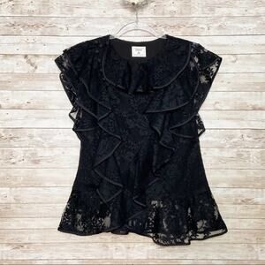 ERDEM x H&M Lace Blouse Black Ruffle Flounce Dark Romantic Whimsigoth Size XS